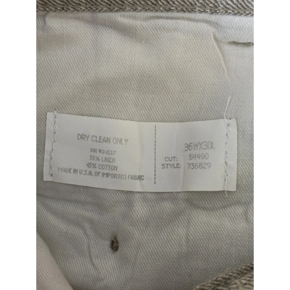 Jos A Bank Joe's Casual Linen Cotton Herringbone Pleated Cuffed Pants 36x30